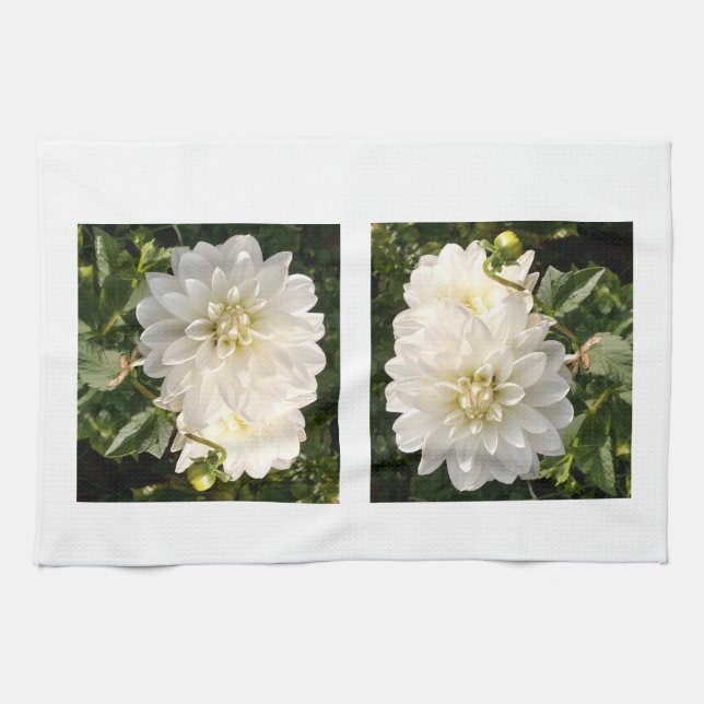 Serviette de cuisine avec deux élégantes dahlias b (Horizontal)