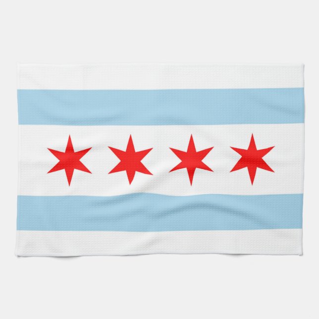Serviette de cuisine avec drapeau de Chicago, Illi (Horizontal)