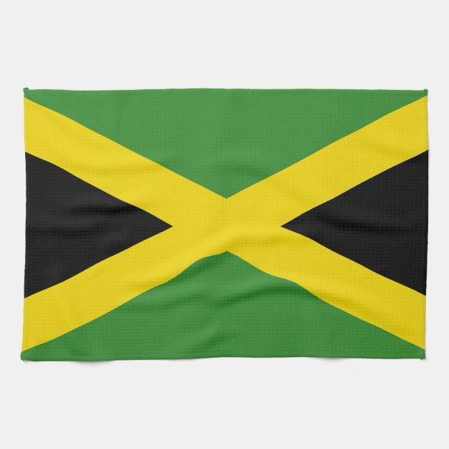 Serviette de cuisine avec Drapeau de Jamaïque (Horizontal)