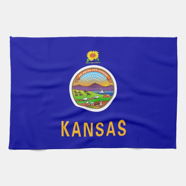 Serviette de cuisine avec Drapeau de Kansas, U.S.A (Horizontal)