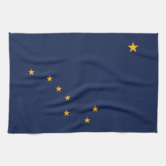Serviette de cuisine avec Drapeau de l'Alaska, Éta (Horizontal)