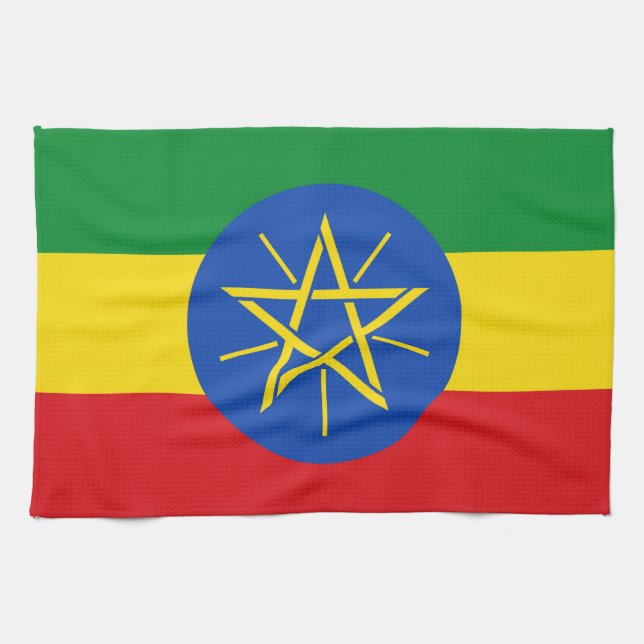 Serviette de cuisine avec Drapeau de l'Ethiopie (Horizontal)