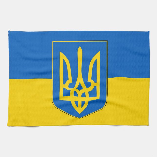 Serviette de cuisine avec Drapeau de l'Ukraine (Horizontal)