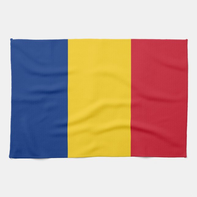 Serviette de cuisine avec Drapeau de Roumanie (Horizontal)