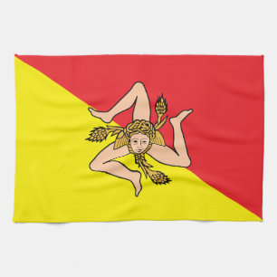Serviette de cuisine avec Drapeau de Sicile, Itali