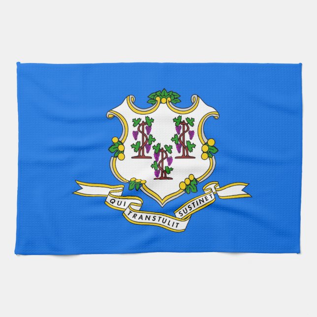 Serviette de cuisine avec Drapeau du Connecticut,  (Horizontal)