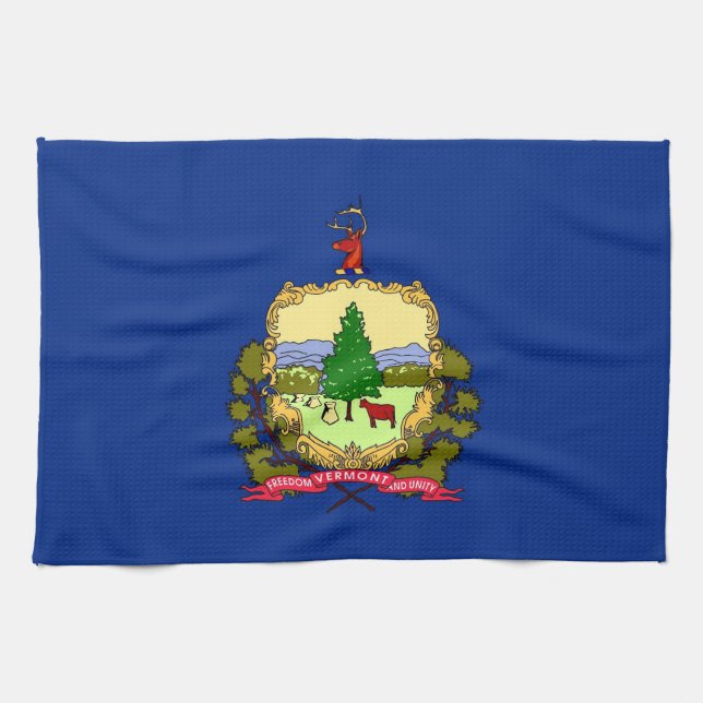 Serviette de cuisine avec Drapeau du Vermont, État (Horizontal)