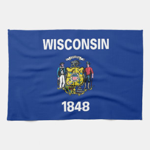 Serviette de cuisine avec Drapeau du Wisconsin, Ét