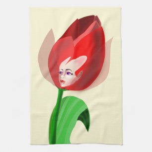 Serviette de cuisine avec fille tulipe - Vos coule