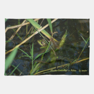 Serviette de cuisine avec grenouille verte miméti
