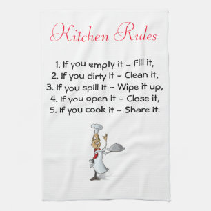 Serviette de cuisine avec règlement de cuisine et