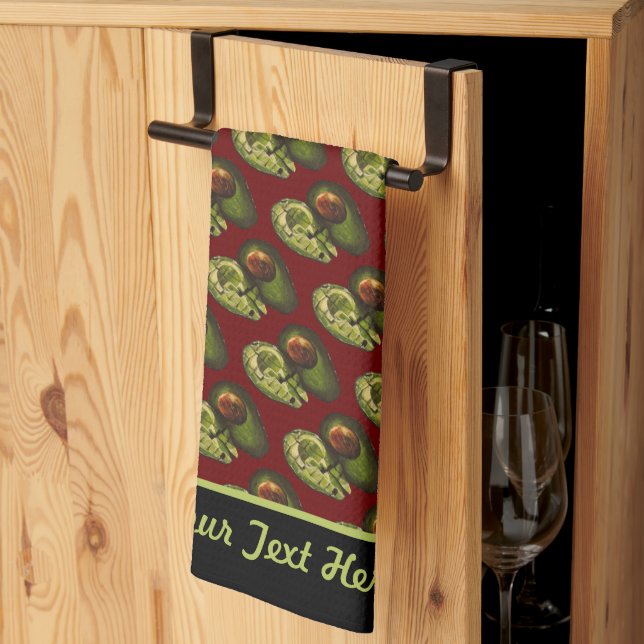 Serviette de cuisine Avocado - Personnalisation en (Pliage en tiers)