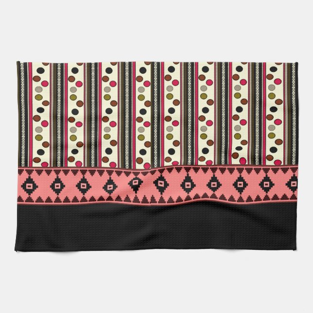 serviette de cuisine aztec pokeadots noirs (Horizontal)