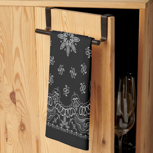 Serviette de cuisine Bandana Noire (Pliage en tiers)