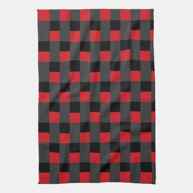 Serviette de cuisine Black Red Check (Vertical)