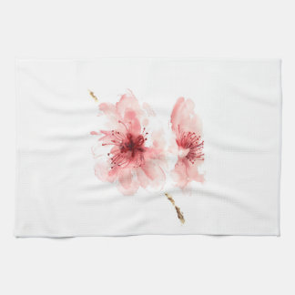 Serviette de cuisine blanche de fleurs de cerisier