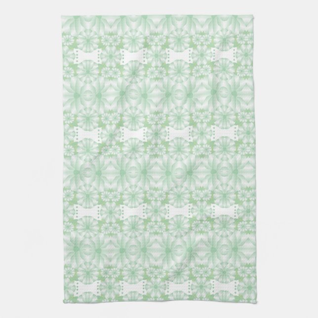 Serviette De Cuisine Blanche Et Verte À La Menthe  (Vertical)