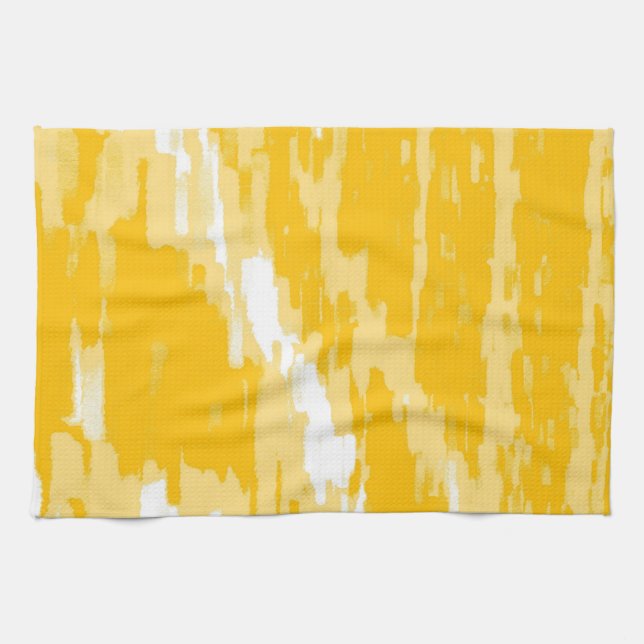 Serviette de cuisine blanche, jaune Abstrait Art R (Horizontal)