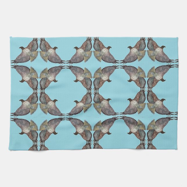 Serviette de cuisine bleu à l'épaule rouge (Horizontal)