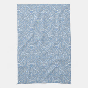 Serviette de cuisine bleu et blanc Damas