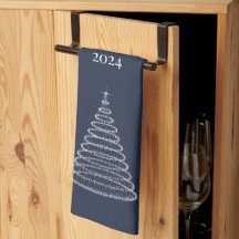 Serviette de cuisine bleu marine de Noël personnal