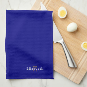 Serviette de cuisine bleu marine personnalisée
