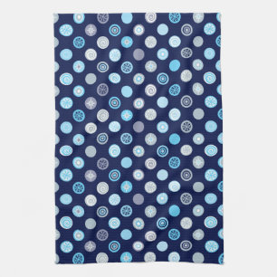 Serviette de cuisine bleu Polka Dot hiver