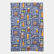 Serviette de cuisine bleue aux styles de bière