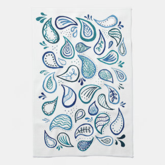 Serviette de cuisine bleue de Paisley