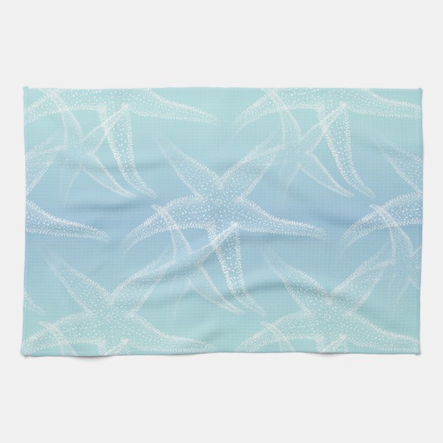 Serviette de cuisine bleue de plage d'Aqua (Horizontal)
