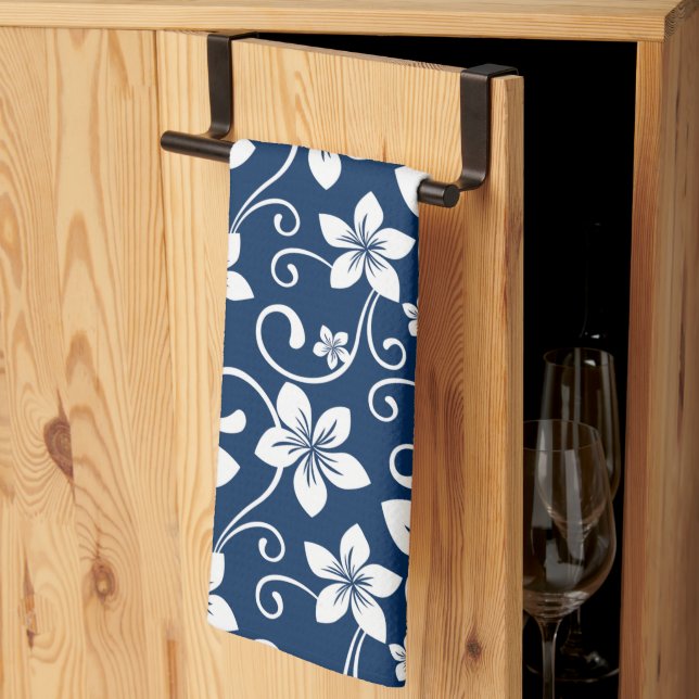 SERVIETTE DE CUISINE BLUE HAWAII (BLEUE MARINE) (Pliage en tiers)