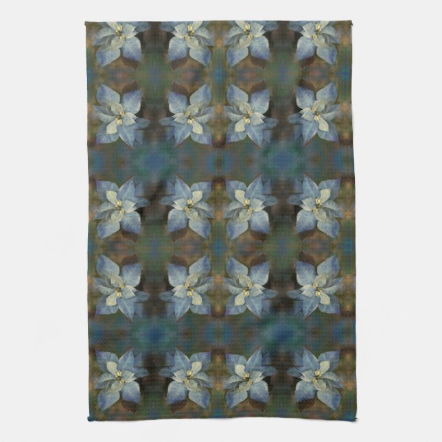 Serviette de cuisine - Blue Poinsettias (Vertical)