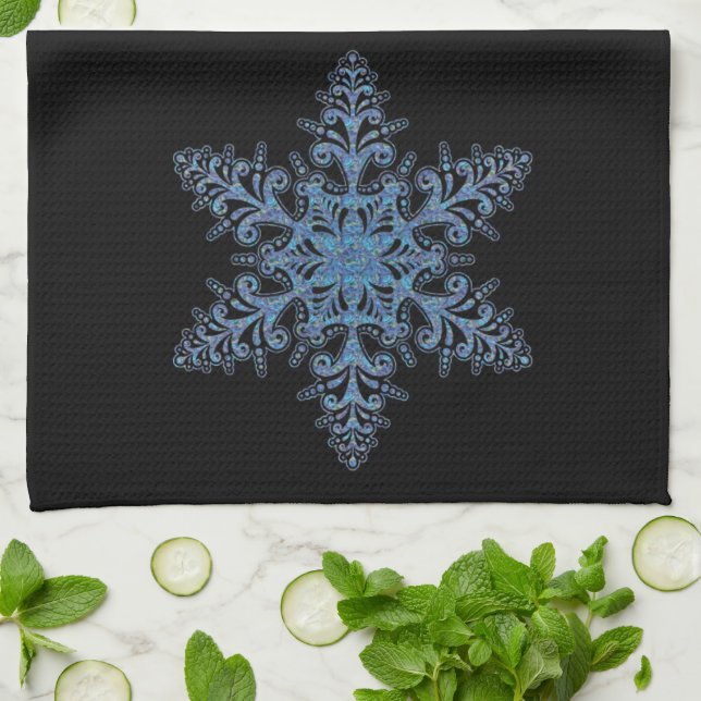 Serviette de cuisine Blue Snowflake (Plié)