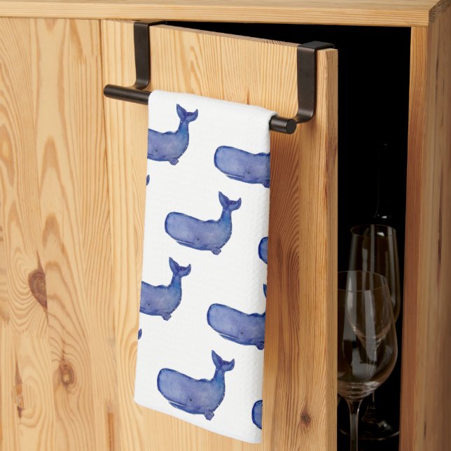 Serviette de cuisine Blue Whale (Pliage en tiers)