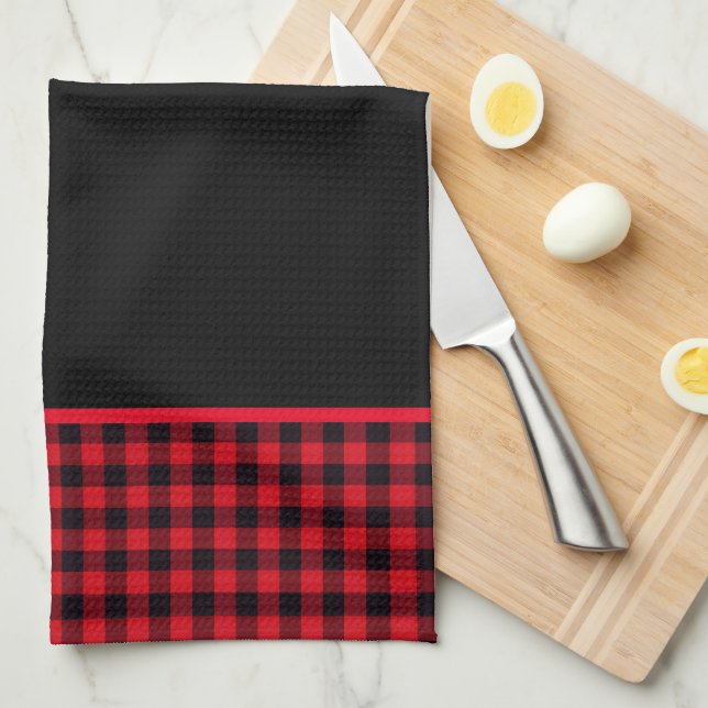 Serviette de cuisine Buffalo Plaid Joyeux Noël (Quart Plié)