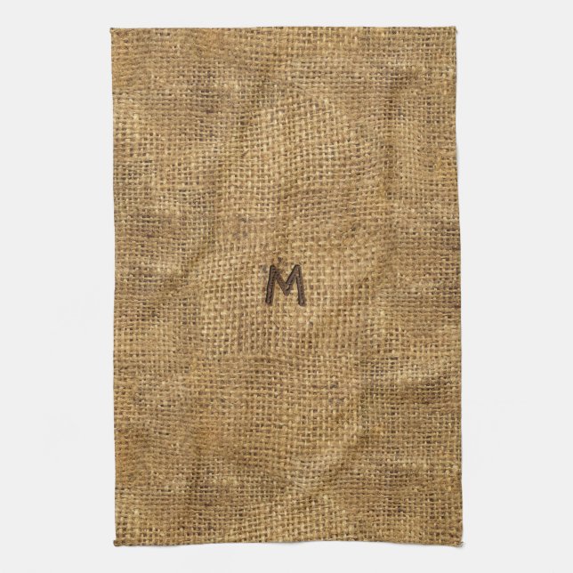 Serviette de cuisine "Burlap" avec votre texte (Vertical)