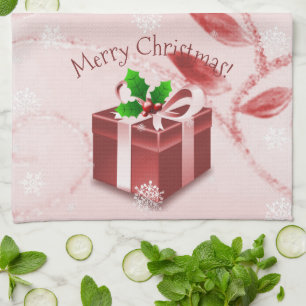 Serviette de cuisine cadeau de Noël rouge