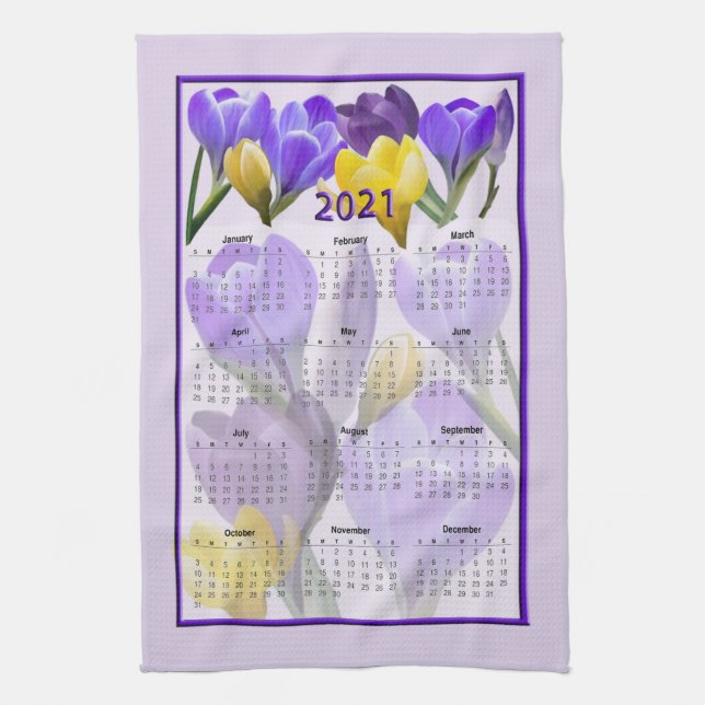 Serviette de cuisine calendrier Crocus 2021 (Vertical)
