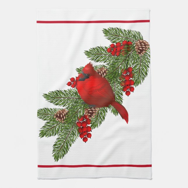 Serviette de cuisine - Cardinal de Noël (Vertical)