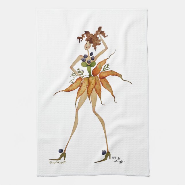 Serviette de cuisine "carottes " (Vertical)