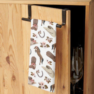 Serviette de cuisine champêtre et florale