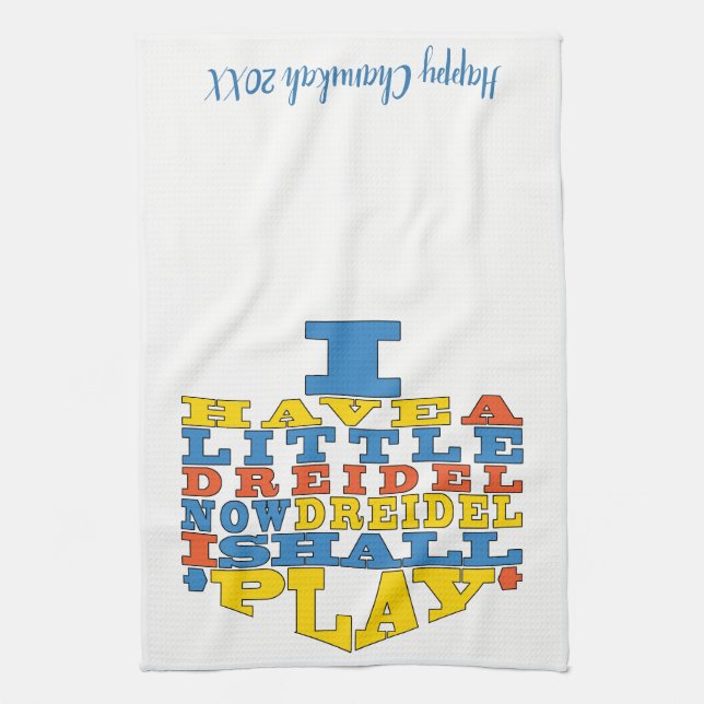 Serviette de cuisine "Chanukah/Dreidel Play" (Vertical)