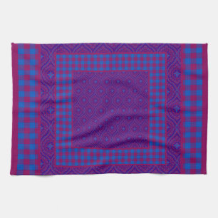 Serviette de cuisine, chevalets violets et bleus e