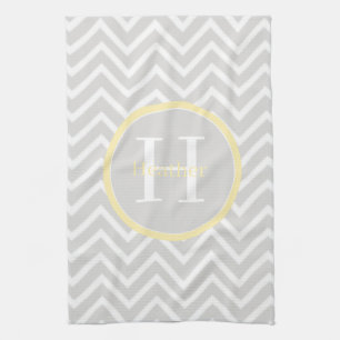 Serviette de cuisine Chevron Jaune Monogram