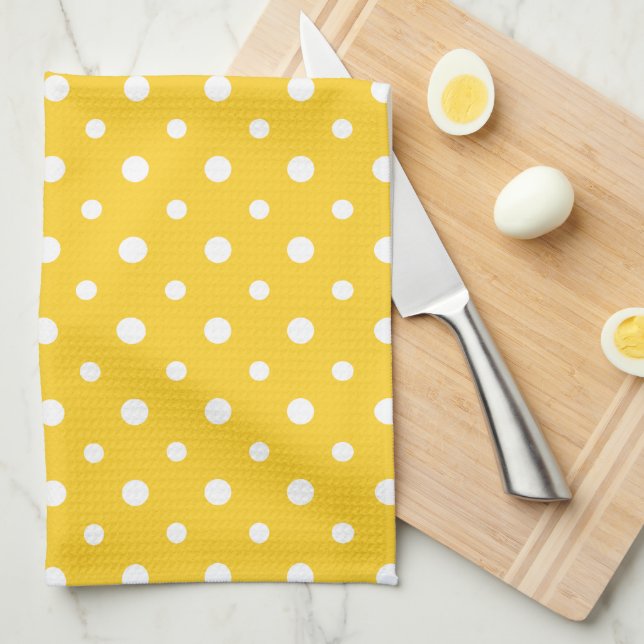 Serviette de cuisine chic : Polkas Jumbo blancs su (Quart Plié)