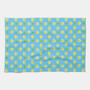 Serviette de cuisine chic : Primroses, Turquoise,