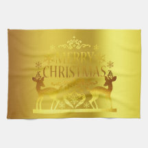 Serviette de cuisine classique Faux Gold Joyeux No