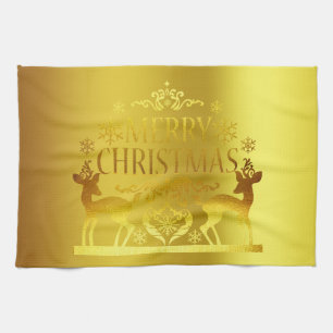 Serviette de cuisine classique Faux Gold Joyeux No