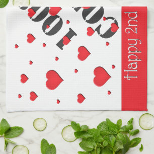Serviette de cuisine - Coeurs flottants - 2e anniv