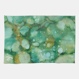 Serviette de cuisine "Colorburst Green-Golds Inkbl
